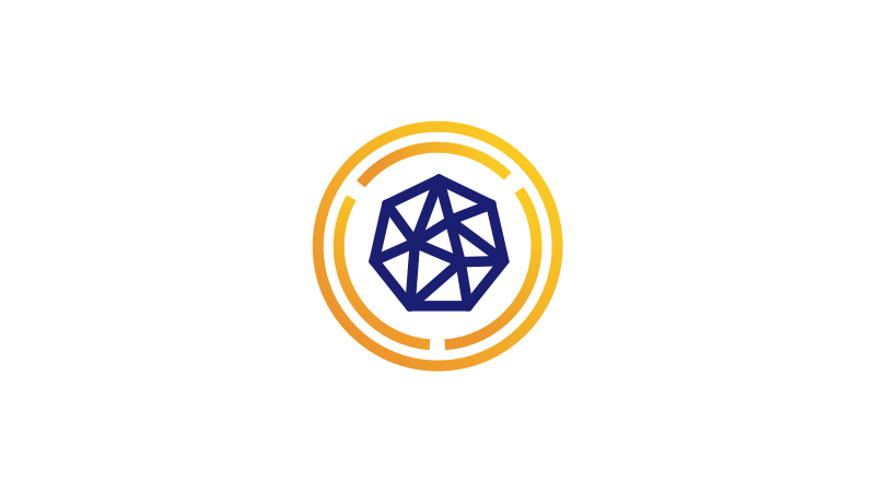 Illustration of a polygon interconnected by several lines and surrounded by two concentric gold circles.